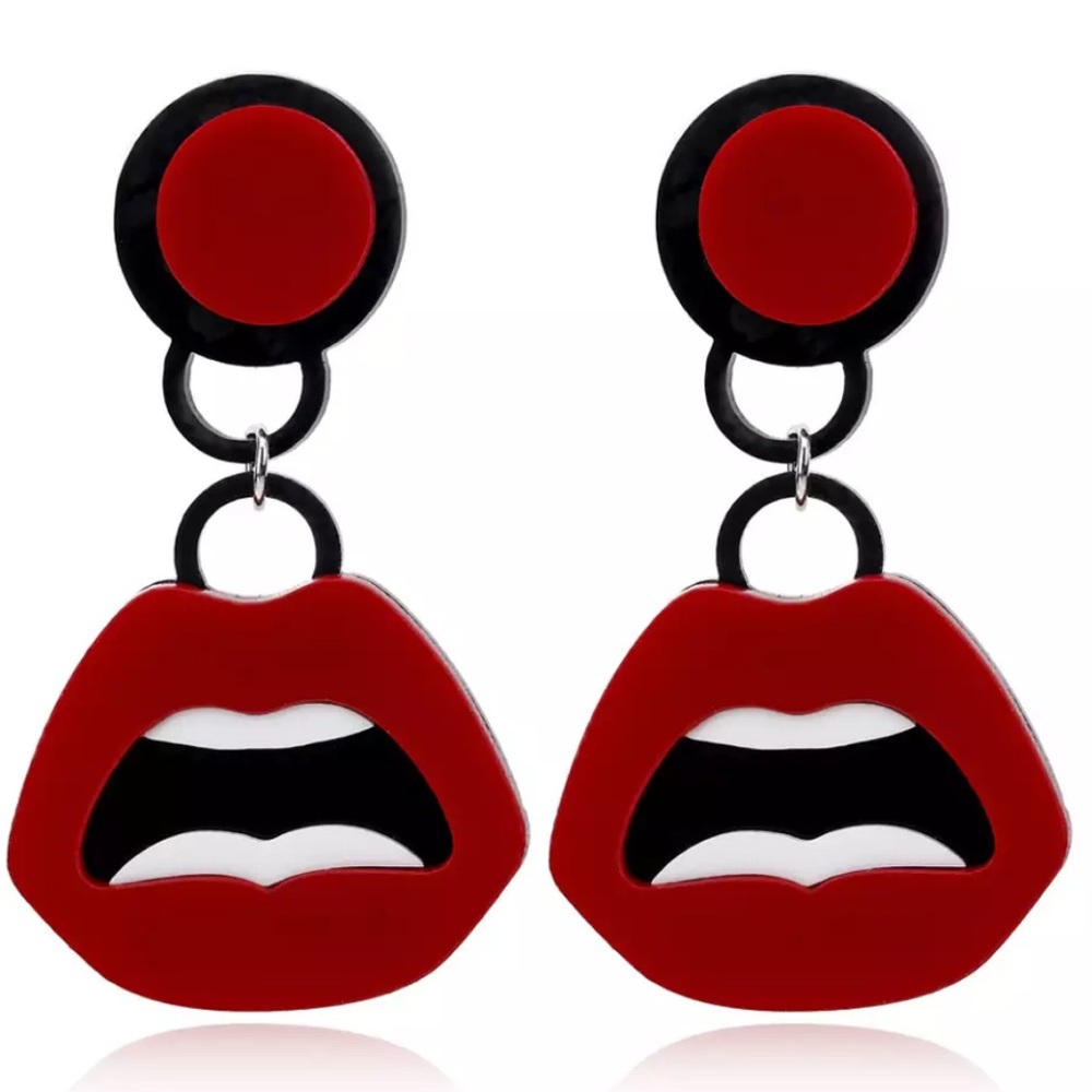 NEW Red Hot Mouth Classic Lip Earrings - Picture 4 of 4